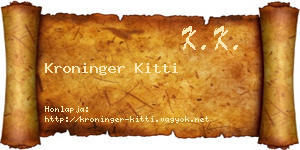 Kroninger Kitti névjegykártya